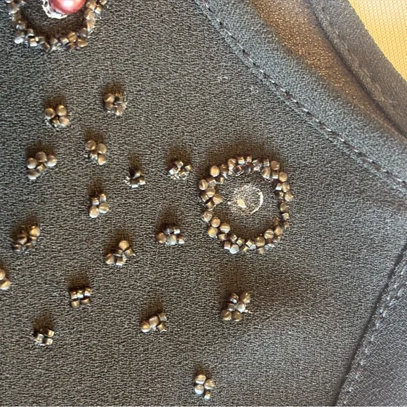 VINTAGE NEIMAN MARCUS Women’s Sheer‎ Black Long Sleeve Peplum Beaded Blouse Sz 4 - Picture 13 of 16